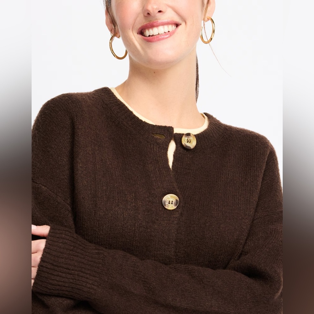 NWT RD STYLE Wren Crewneck Cardigan in Brown - Picture 3 of 10